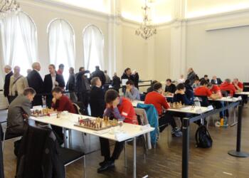 Spielsaal in Baden-Baden im Kulturhaus LA8: Schachbundesliga 2015/16, Runde 12