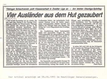 1993: Tübingen peilt Klassenerhalt in 2. Liga an