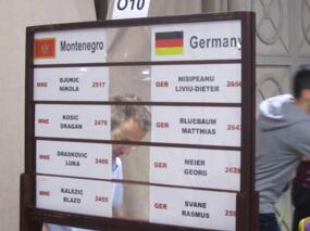 Hinweistafel Montenegro gegen Deutschland