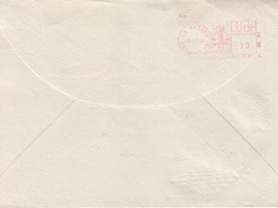 2. Brief an Kurt Weichardt, abgestempelt am 18.10.1966 in Havanna (Rückseite)