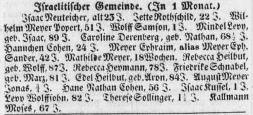 Todesanzeige. Etwas verspätet erschien die Todesmitteilung in den Hamburger Nachrichten vom 20. Dezember 1846.
