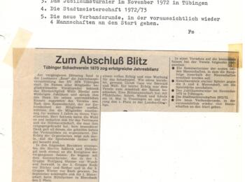 1972: Jahresbilanz des Schachverein Tübingen