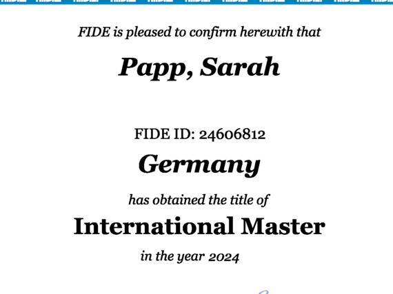 IM-Titel-Zertifikat für Sarah Papp